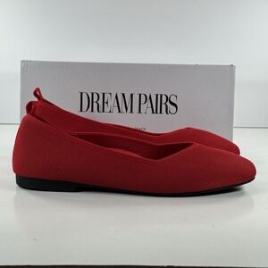 DREAM PAIRS Flat Sole Classic Flats Slip On Red Comfort Shoes Women's‎ Size 9